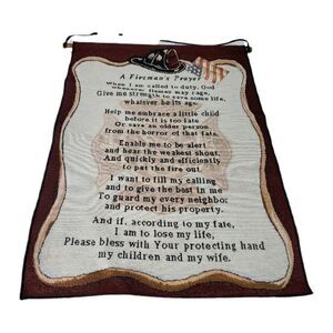 Fireman's Prayer Firefighter Tapestry Wall Hanging New 17"x25" Gift Poem Saying